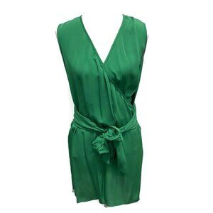Diane Von Furstenberg Green Silk Faux Wrap Dress